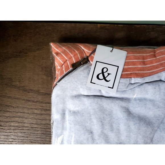 NWT Ampersand Avenue Light Gray Coral Stripe Double Hood L/S Hoodie Size XXXL - Picture 2 of 4